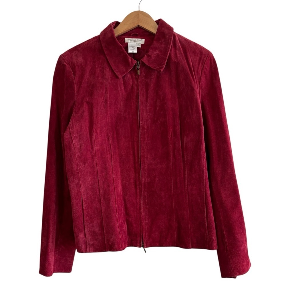 Vintage Coldwater Creek Rich Red Suede Zip Up Jacket